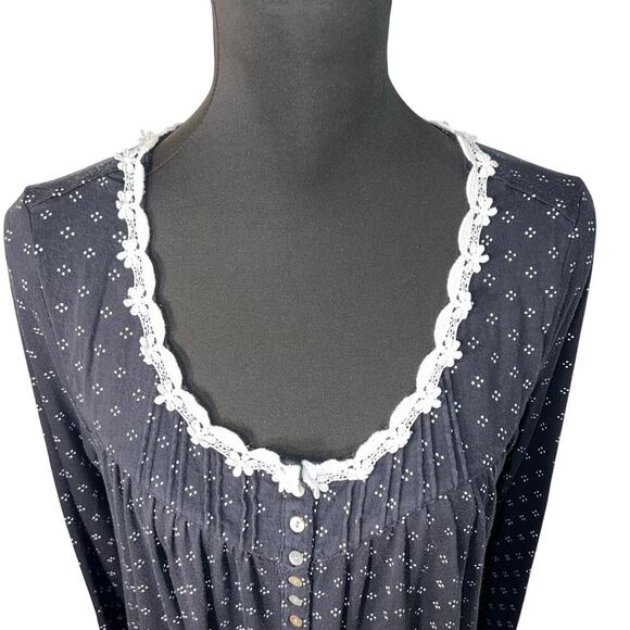 Eileen Fisher West size S maxi ruffle scoop gathered long sleeve nightgown - Picture 6 of 9